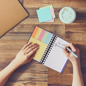 LABON 4 Pieces Spiral <strong>Notebook</strong> Pocket Notepad <strong>With</strong> Pen in Holder and Sticky <strong>Notes</strong>, Page Marker <strong>Index</strong> Tabs Flags - Product Image 5