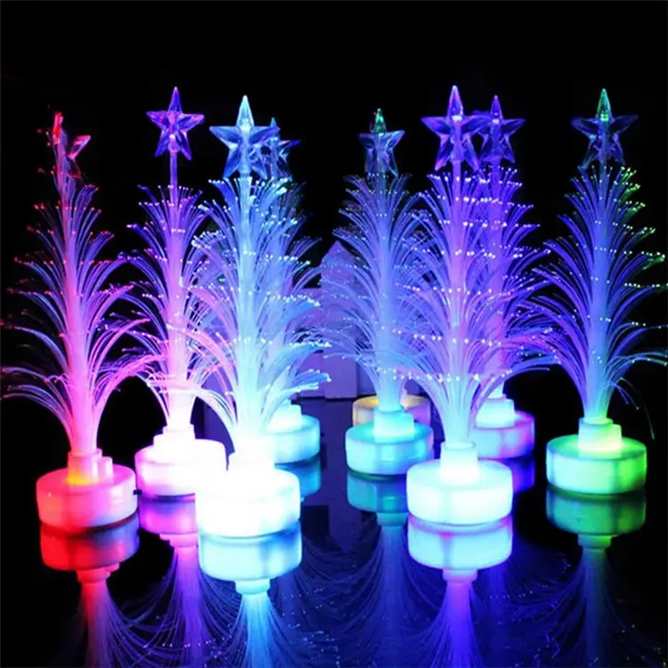 Luz de fibra óptica colorida en forma de árbol para el hogar, decoración de fiesta de San Valentín, Mini lámpara nocturna de ambiente