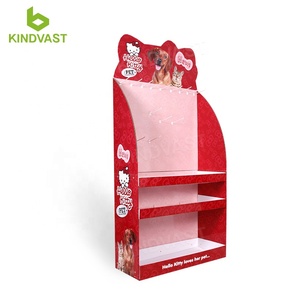 Espositore in cartone per esposizione di alimenti per animali domestici prodotti personalizzati scaffale in plastica per animali domestici espositore rosso da pavimento in cartone