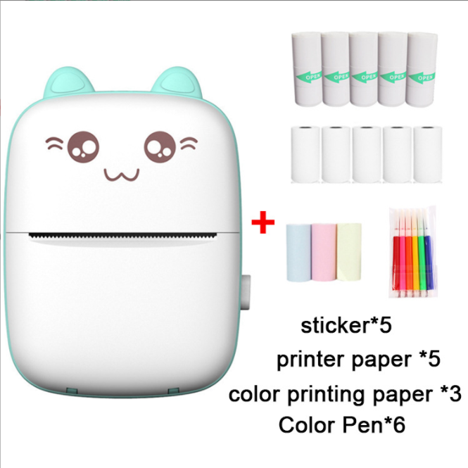 Imprimante bleue +13 rouleaux de papier+5 crayons