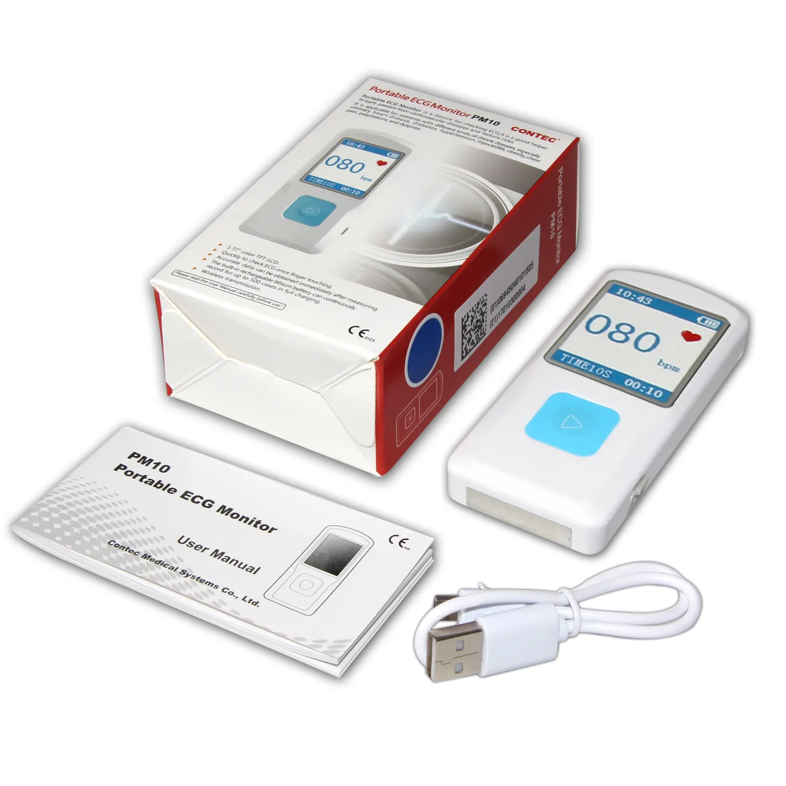 CONTEC PM10 BT EKG-Gerät Elektro kardiograph Handheld Ekg EKG-Monitor Home EKG-Geräte