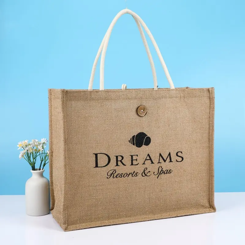 Personalized Plain Hessian Shopper Custom Printed Name Coated Linen Jute Bag Bridesmaid Gift Bag for Party Wedding Favors Gift