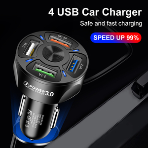 Smart 4 USB Car Charger QC3.0 Dedicated Port 3 Ports 2.1A 20W Total <strong>Output</strong> 12V-24V DC <strong>Input</strong> ABS Shell for Multi <strong>Devices</strong> - Product Image 3