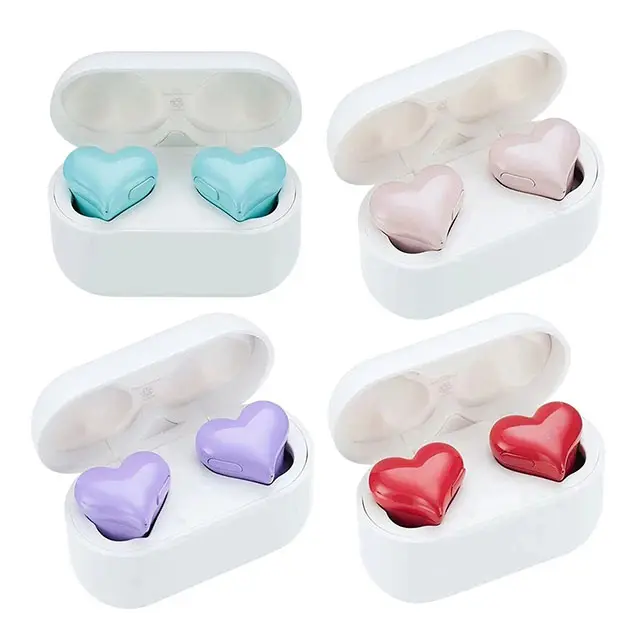 Heartbuds Auriculares de corazón BT 5,0 Auriculares inalámbricos Auriculares lindos en forma de corazón Auriculares intrauditivos para mujer Regalos para niñas