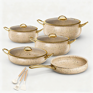 Bán buôn 12-mảnh thép không gỉ <span class=keywords><strong>Cookware</strong></span> Set với kính có nắp đậy không độc hại đồ dùng nhà bếp cảm ứng nấu ăn chậu chảo - Product Image 1