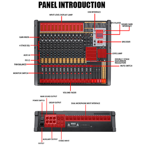 Mezclador de audio de 16 canales Pro, sistema de grabación de sonido de estudio con interfaz de audio para escenario, 1 unidad - Product Image 4
