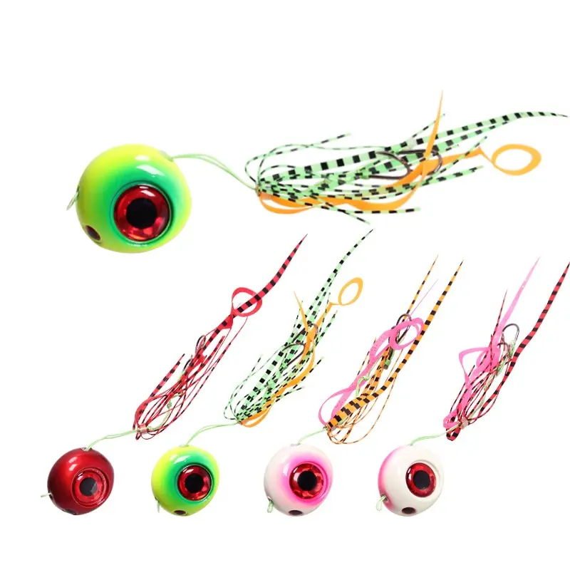 تنورات معدنية من Jig ، إغراء الصيد في المياه العميقة ، إغراء الصيد snaper Jig ، تنورات مضيئة مع Slider Bait