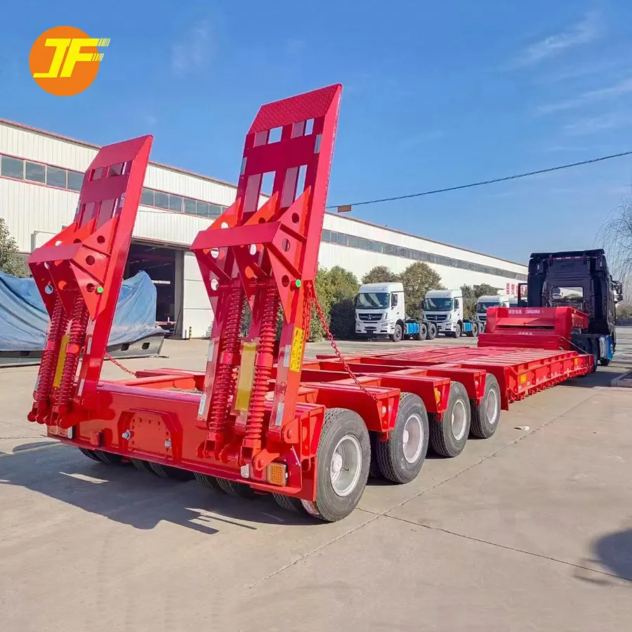 60ton 100ton 12 Ruedas contenedor chasis Cargador Lowbed Truck Low Bed Remolque plataforma baja Semi-Remolque