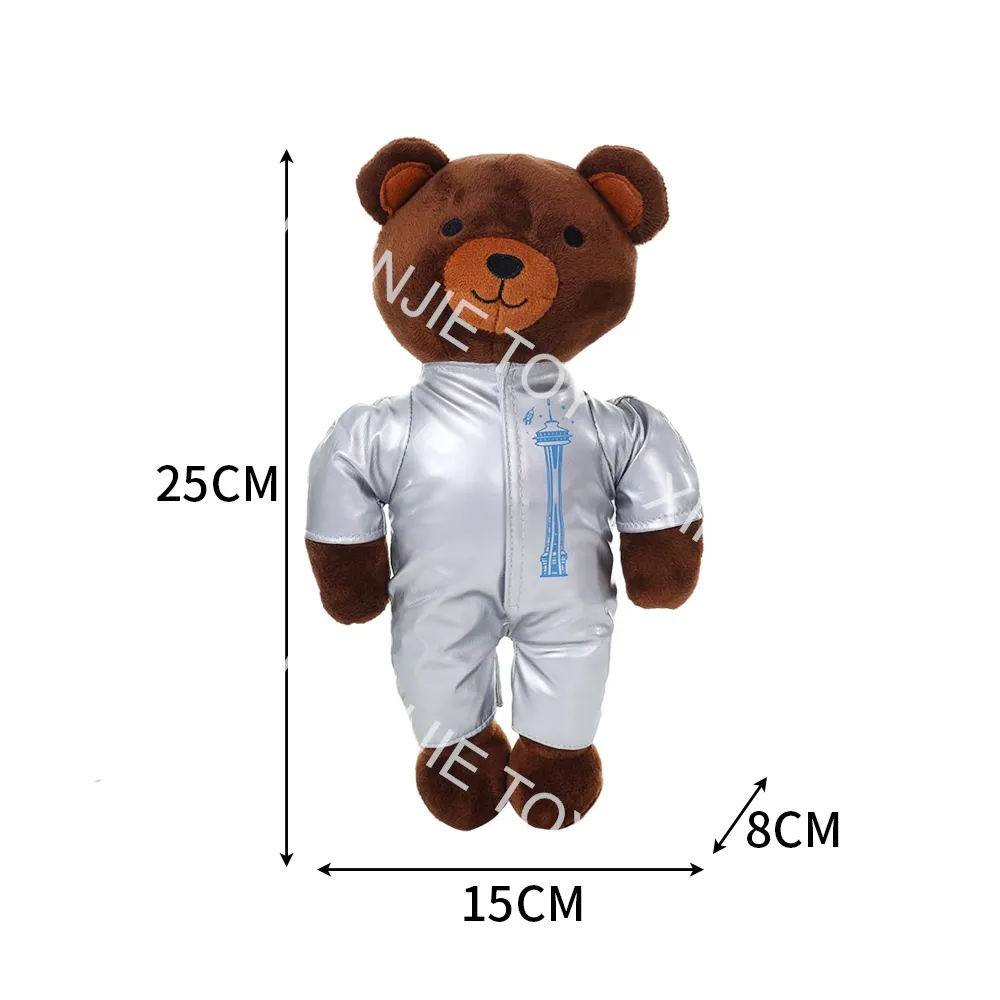 Groothandel Pluche 25Cm In Bruine Teddybeer Speelgoed Knuffel Met Verwijderbare Kleding Pluche Baby Beer Speelgoed Met Zilver overall