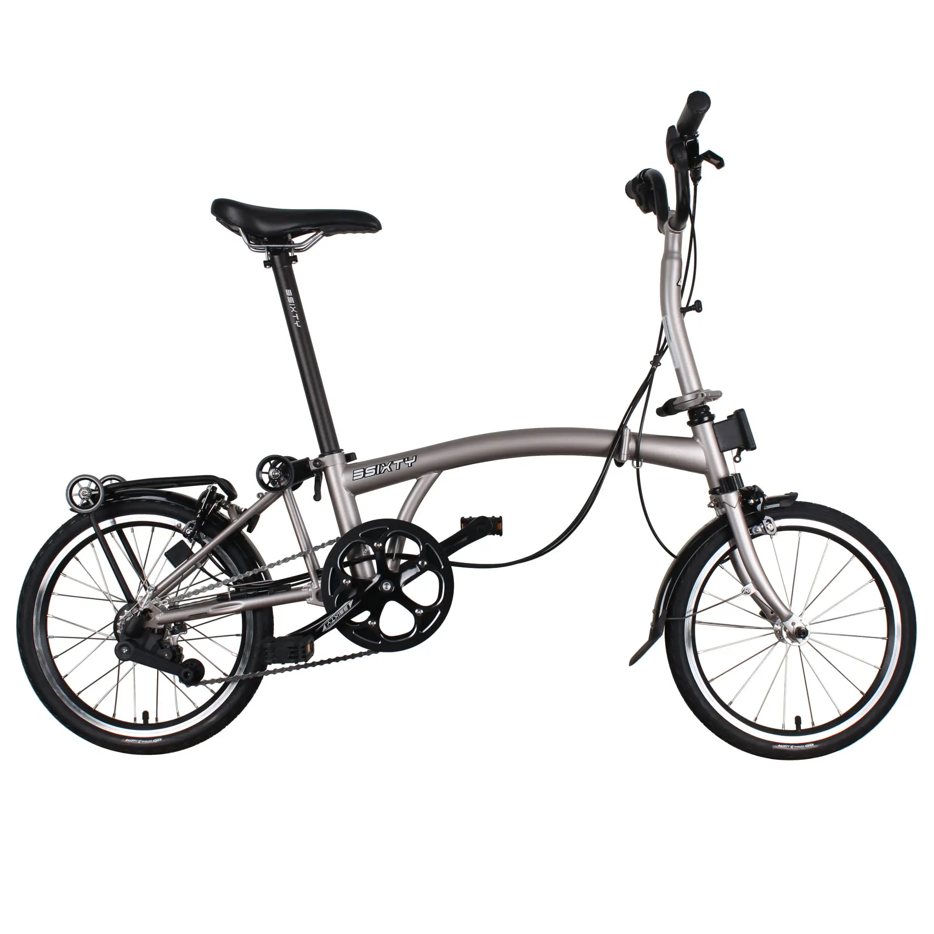 3sixty bicicleta dobrável três camadas, 16 polegadas, bicicleta portátil, 6 velocidades, barra y s6