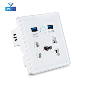 LEDEAST DS-1530WN akıllı ev soket Tuya WiFi evrensel 13A USB portu ile İngiltere & CN fiş duvara monte akıllı priz Outlet - Product Image 1