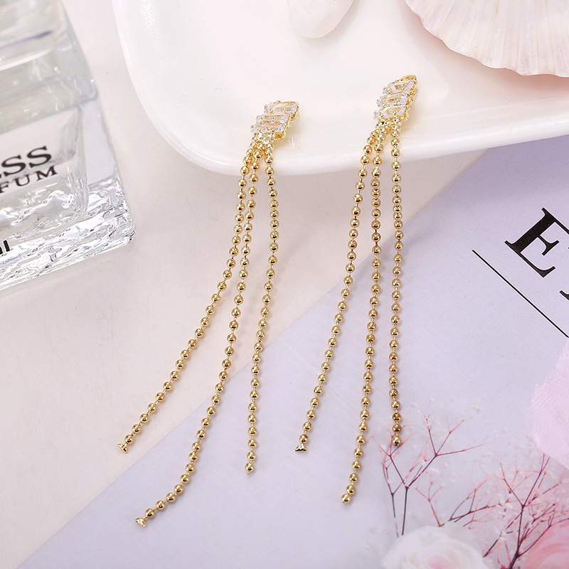 Three zircon 3-bead necklace