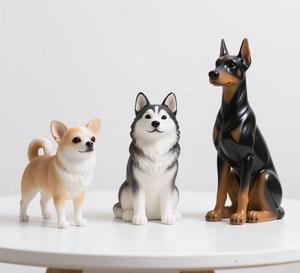 ミニチュア品種の傑作-3ピース4インチ樹脂犬マット仕上げチワワ/シベリアンハスキー/ドーベルマン