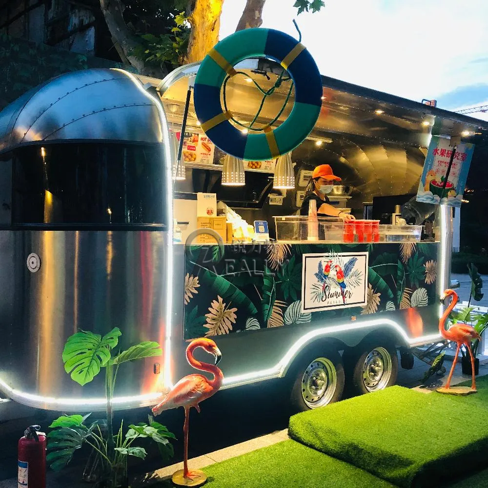 Promoción Park Outdoor Airstream Remolque de comida rápida Totalmente equipado Mobile Food Vending Van Cart