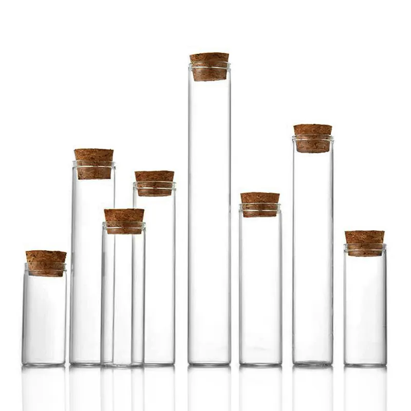 OSHOW-botella de vidrio de borosilicato de 22mm de diámetro, tubo de prueba con madera para Decoración