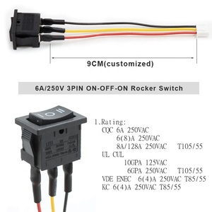 3 PIN 250V maks. Gerilim kablo işleme ile 6A ON-OFF-ON 3 pozisyon Rocker anahtarı - Product Image 3