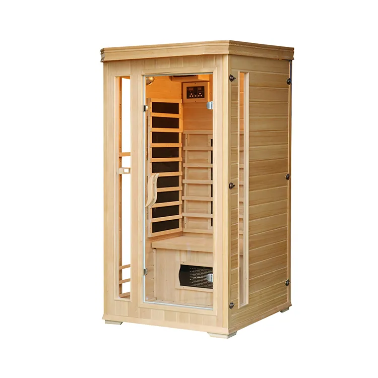Sauna infravermelha 1750w, painel de controle duplo infravermelho com sauna a vapor de cânhamo brasileira