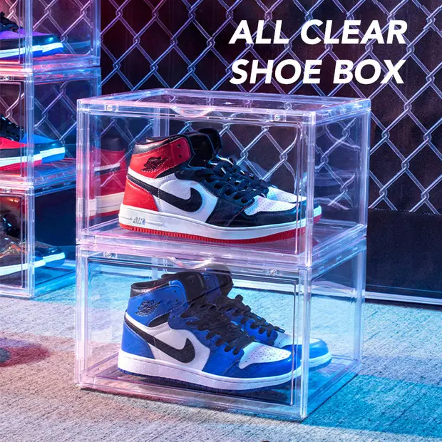 Sneaker in plastica magnetica acrilica trasparente impilabile, prezzo all'ingrosso, espositore per scarpe, scatola portaoggetti