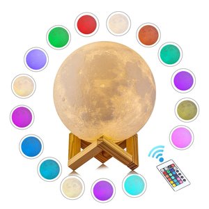 Modern 10cm 15cm 20cm dokunmatik 3D baskı uzaktan kumandalı kısılabilir 16 renk uzaktan kumanda ile Luner ışık ay lambası açtı - Product Image 1