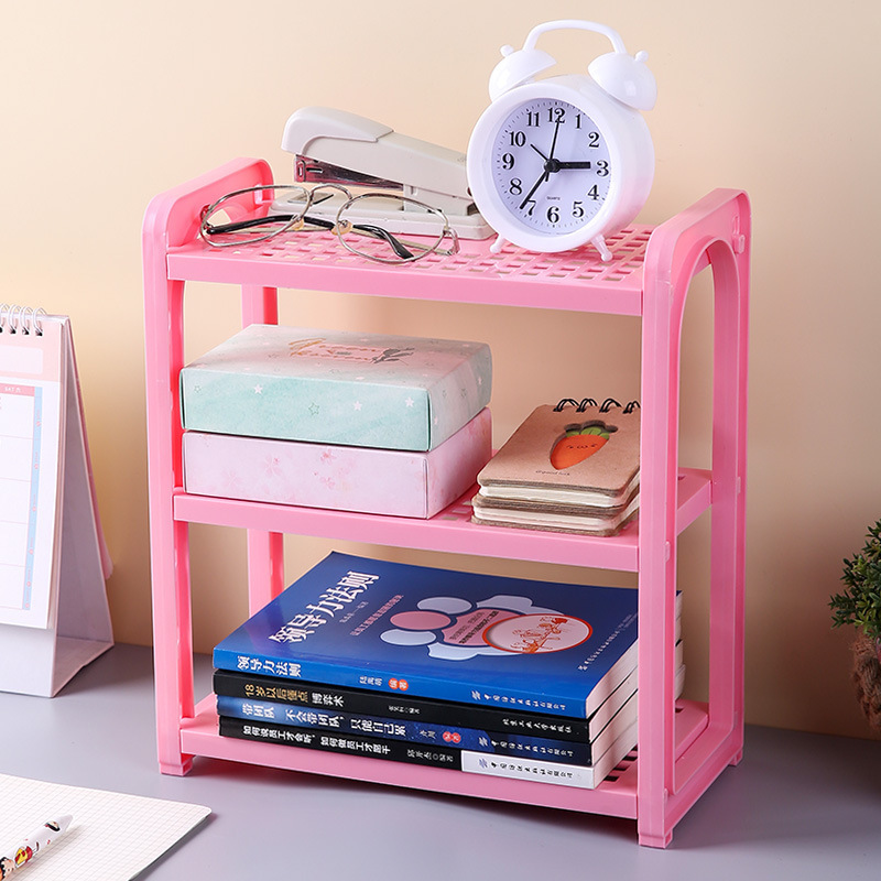 Pink three-tier storage rack