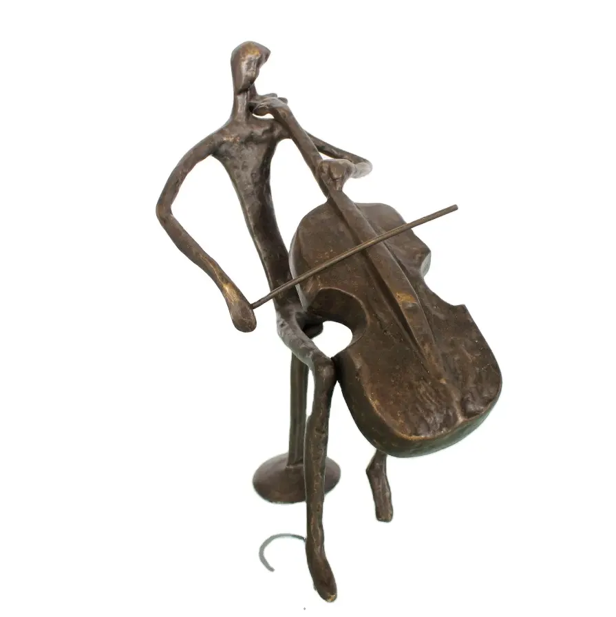 Adornos de hierro forjado para decoración del hogar, escultura de bronce de hierro fundido para violonchelo Masculino