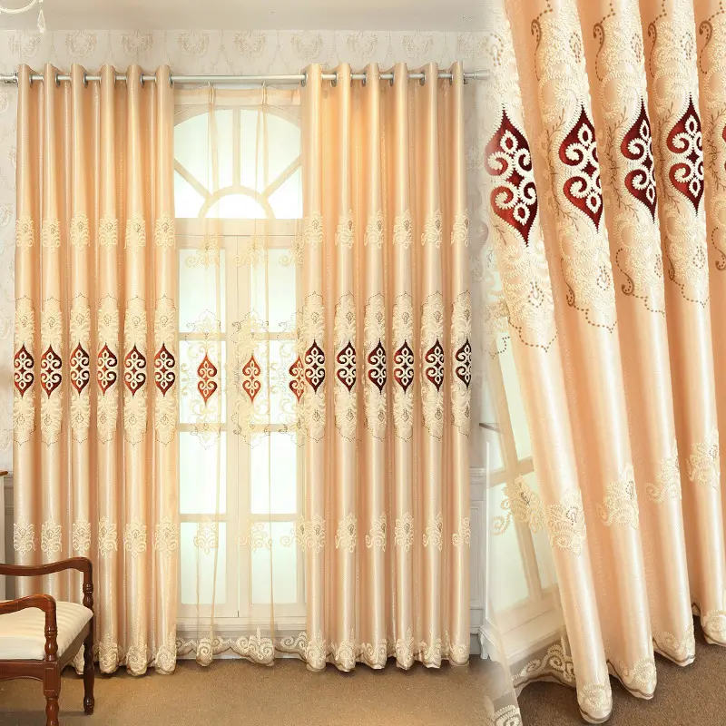 Cortinas de cenefa ciega de sombra bonita de lujo europeo clásico al por mayor populares para puerta de sala de estar ventana grande