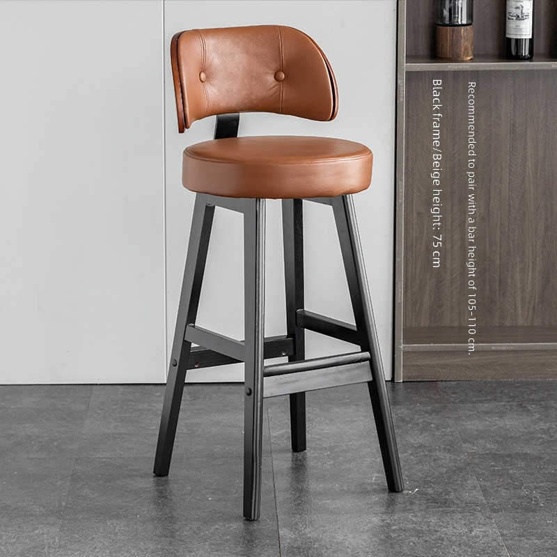 black solid wood feet-brown first layer cowhide