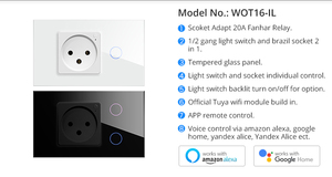 AVATTO Wifi 1Gang <strong>2</strong> Gang Smart Home Wall Plugs with <strong>Switch</strong> Socket Smart Tuya Israel Standard Sockets and <strong>Switch</strong> - Product Image 3