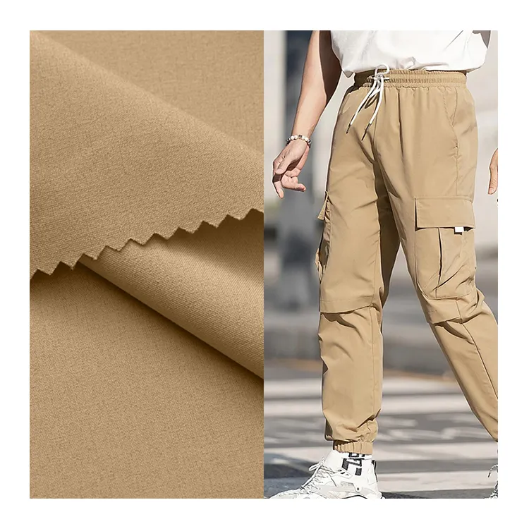 Polyester spandex kumaş moda aşınmaya dayanıklı kargo pantolon kumaşı streç kumaşlar giysi ve pantolon için