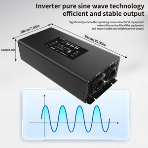 <strong>Inverter</strong> 2000W/4000W 12 <strong>V</strong> to 230 <strong>V</strong> Pure Sine Wave Power <strong>Inverter</strong> with 2 EU Sockets LCD Display, Voltage Converter for Motorhome - Product Image 2
