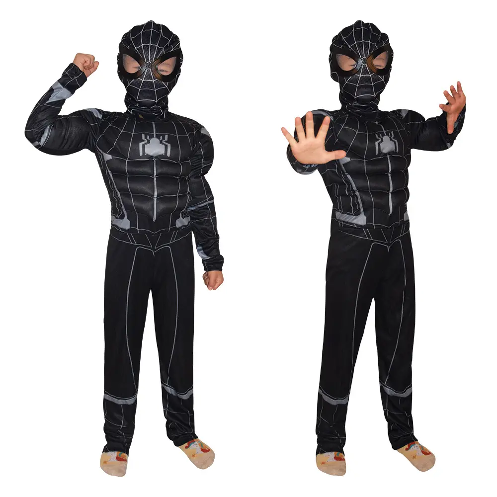 Disfraz de hombre araña negro mono elegante niños Halloween 3D músculo disfraz Cosplay ropa