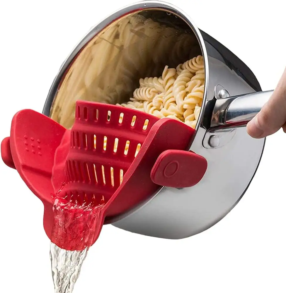 Ustensile de cuisine Gizmo à passoire et passoire à pâtes réglable en Silicone à Clip pour casseroles