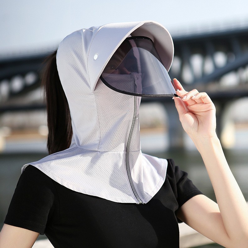 Gorro de ciclismo con cremallera, gris claro