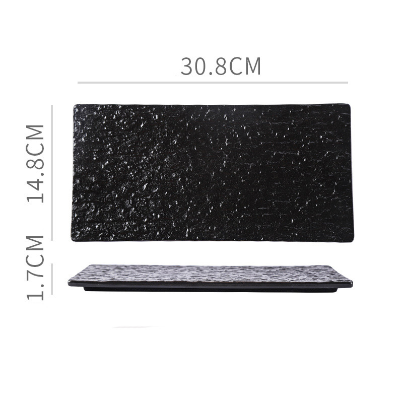 Plato plano rectangular de 12 pulgadas - Negro