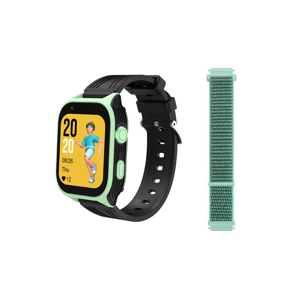 Reloj verde con correa adicional.