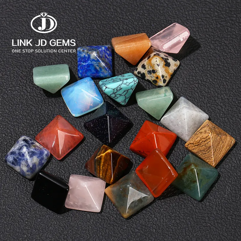 JD Natural Stone Pyramid Shape Accessories Jewelry Loose Beads multiple color Cabochon semiprecious wholesale