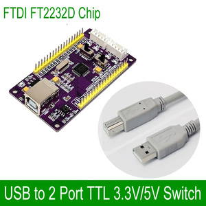 FTDI FT2232 USB 2 Port UART iki yönlü TTL dönüştürücü PCB modülü kurulu