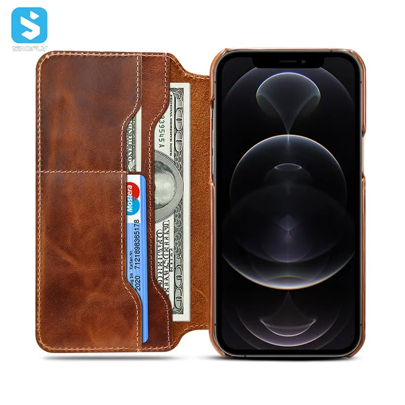 Luxury Genuine Leather Phone Case For Iphone 13 Real Leather Case For Iphone 13 Pro Max Phone Wallet Case