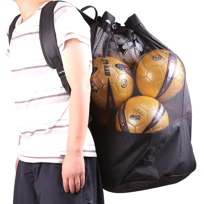 Tas Jaring Bola Basket Kapasitas Besar, Tas Jaring Olahraga Bola Basket Kapasitas Besar dengan Tali Bahu Dapat Disesuaikan