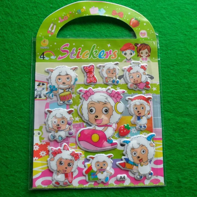 OEM simpatici cartoni animati puffy charm adesivi per bambini all'ingrosso 3D puffy adesivo personalizzato