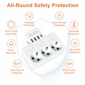 Adattatore da viaggio EU 3 prese 3USB 1 tipo C multifunzione interruttore indipendente - Product Image 2