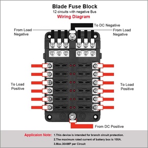 防水カーバスマリン12ウェイ回路LEDインジケーター32VDCヒューズボックスホルダー、マイナス端子付き - Product Image 3