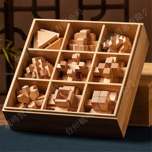 楽しい教育DIY 3D木製パズルセット大人の子供のための4ピースの頭脳ティーザー改善のためのゲームに挑戦 - Product Image 3
