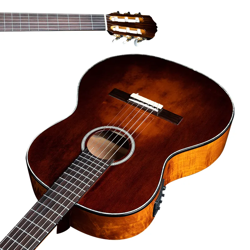 Chitarra classica di nuovo stile chitarra OKoume fiammata in acero massello di cedro