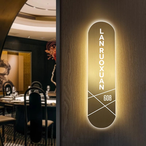Otel akıllı oda için özel yüksek dereceli paslanmaz çelik kutu ışık plakası listeleme için Modern tasarım tarzı ev numarası kapı plakası - Product Image 4