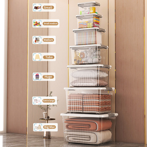 אחסון הבית & מחסן צעצוע מיכל צעצוע stackable ארגון פלסטיק שקוף משק בית אחסון בגדים עם מכסה