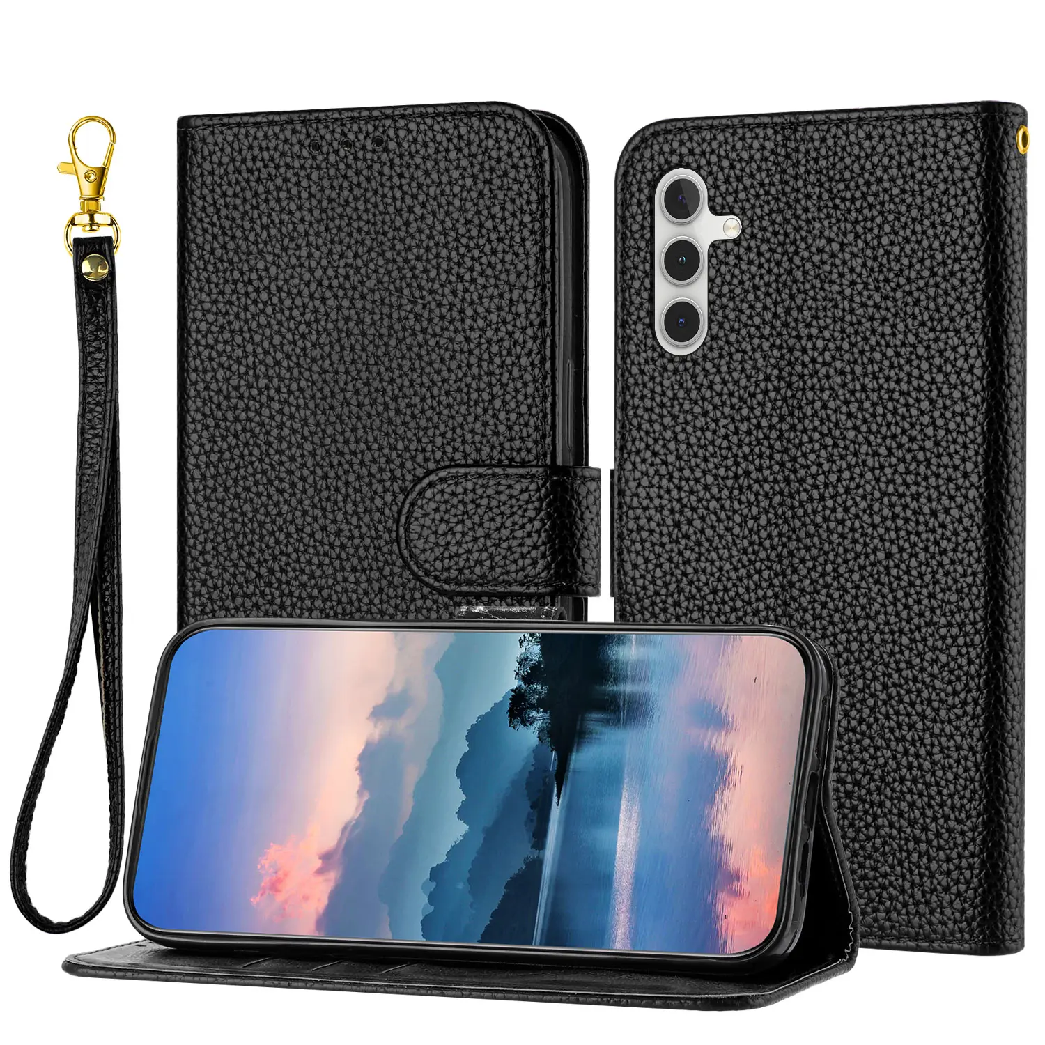 Leder Flip Case für Samsung Galaxy Xcover Pro 2 Xcover 6 Pro 5 4S M54 M53 M33 M52 M62 F62 Litchi Brieftasche Telefon abdeckung Karte Lanya