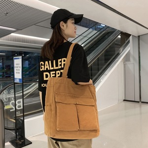 カスタマイズされた天然トートバッグ女性用大容量トートバッグ大学生用ポケットキャンバス付き