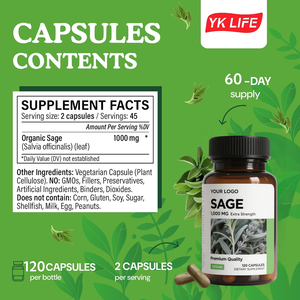 Prviate Label بذور شيا الخالية من السكر وظيفة إدراكية عالية النقاء لا سكر الغلوتين كبسولات حكيم عضوية للصحة للجميع - Product Image 2