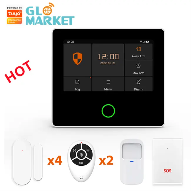 Glomarket Tuya Smart WiFi 4G pannello del sistema di allarme di sicurezza sirena integrata con sistema di allarme domestico con sensore di movimento a 433 porte